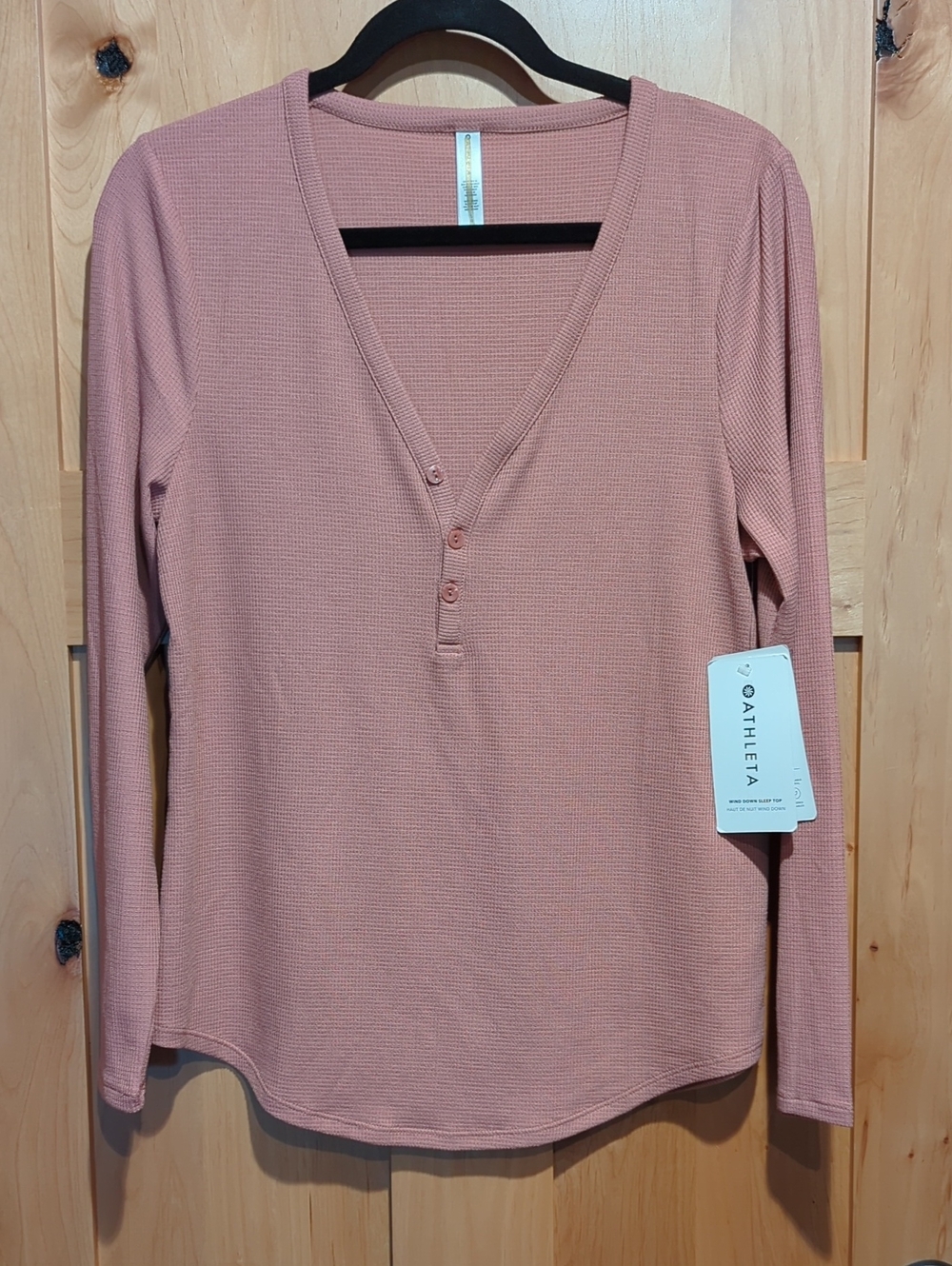 Athleta NEW Wind Down Sleep Top Dusty Rose Mauve Sz L
